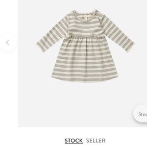 Quincy Mae Long Sleeve Baby Dress || Basil Stripe NWT size 0-3 mo